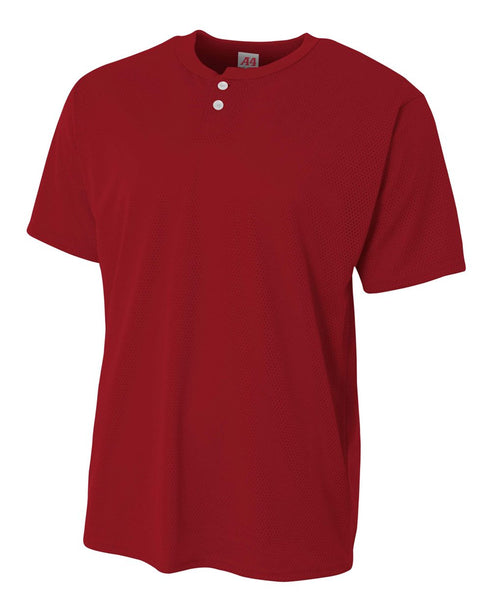 A4 Youth 2-Button Mesh Henley (NB4130), Color 'Cardinal'